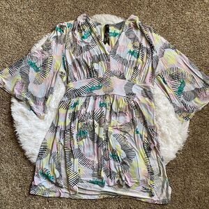 Melissa McCarthy X Seven7 Dress Multicolor Stretchy Tie Back Womens Size 0X